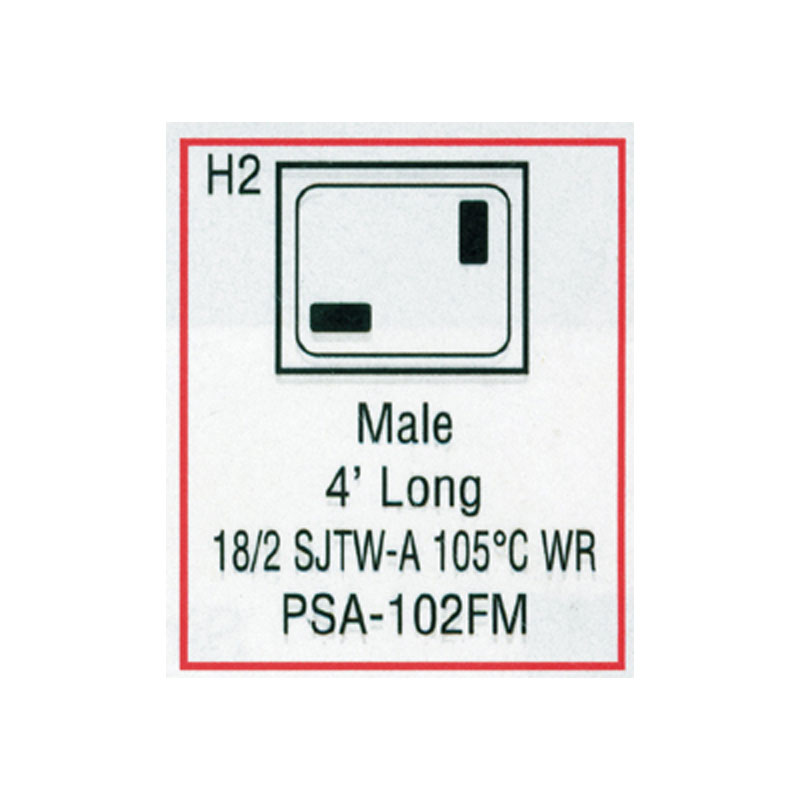 Cord - Male Large J/J 2-wire for Light  (#PSA102FM)