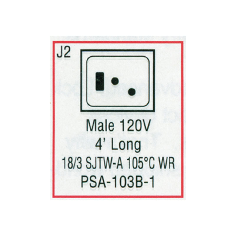 Cord - Male Large J/J  for Blower (#PSA103B1)