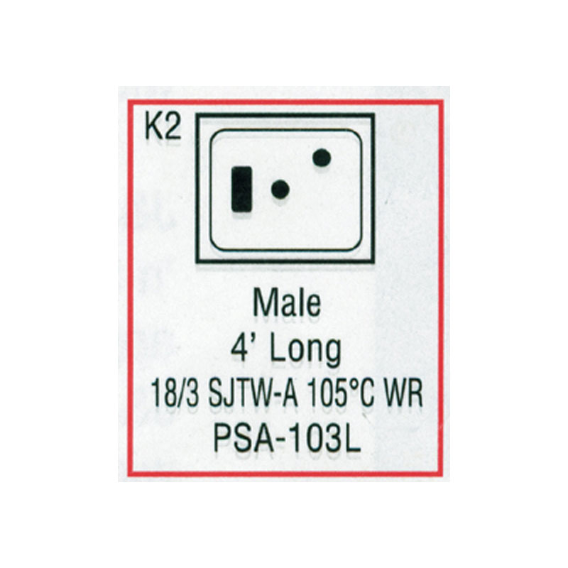 Cord - Male Large J/J 3-wire for Light - (#PSA103L)
