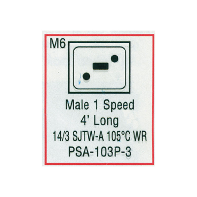 Cord - Male Large J/J 3-wire for Pump 2 (#PSA103P3) 