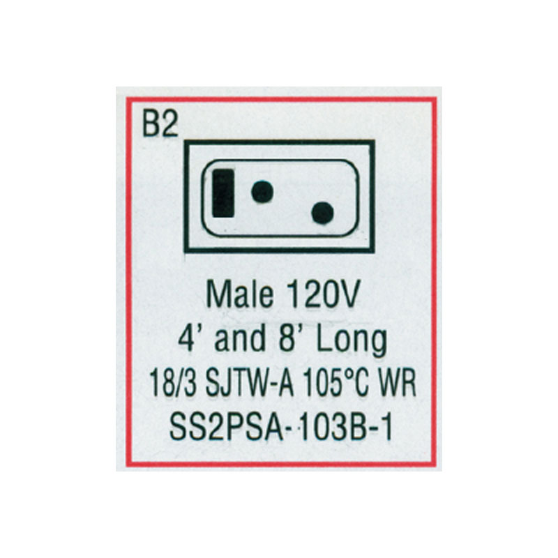 Cord - Male Mini J/J  for Blower (#SS2PSA103B1)